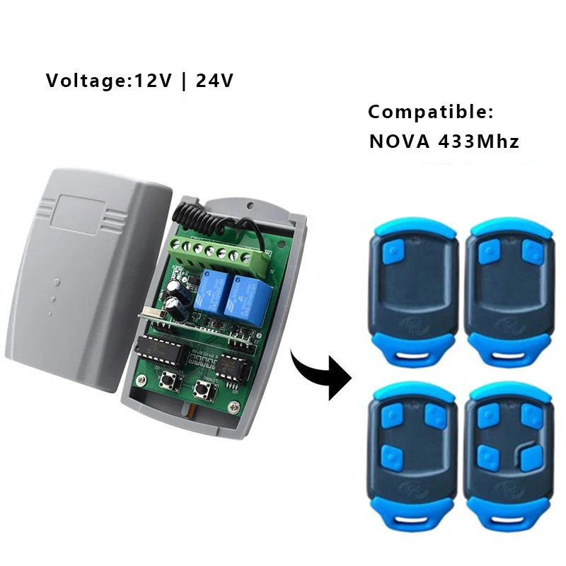 433mhz 12V/24V interruptor de mando a distancia inalámbrico universal para código fijo Y receptor de control remoto Rolling Code