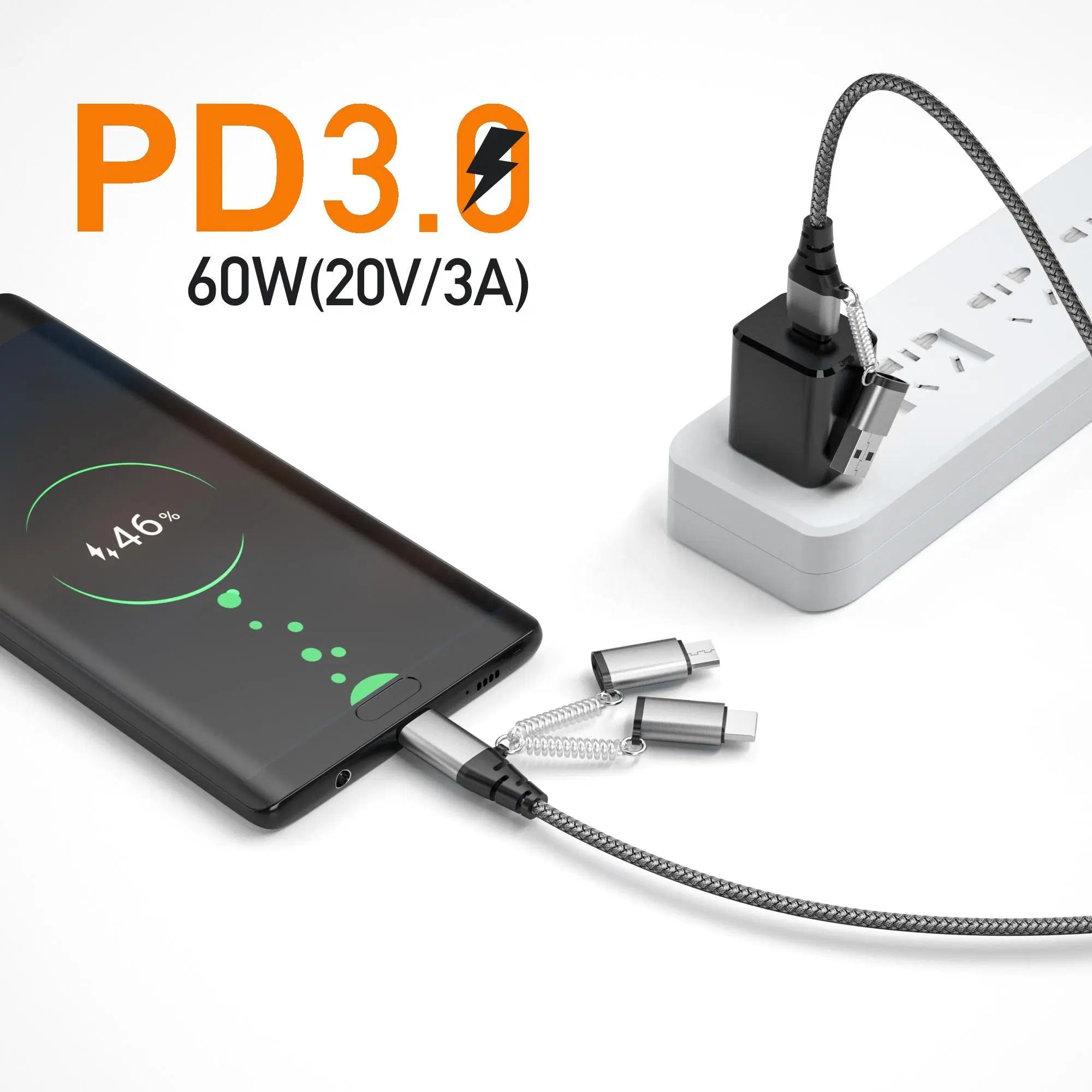 6 in 1 Pd 60W Type C to Type C Fast Charging USB Data Cables