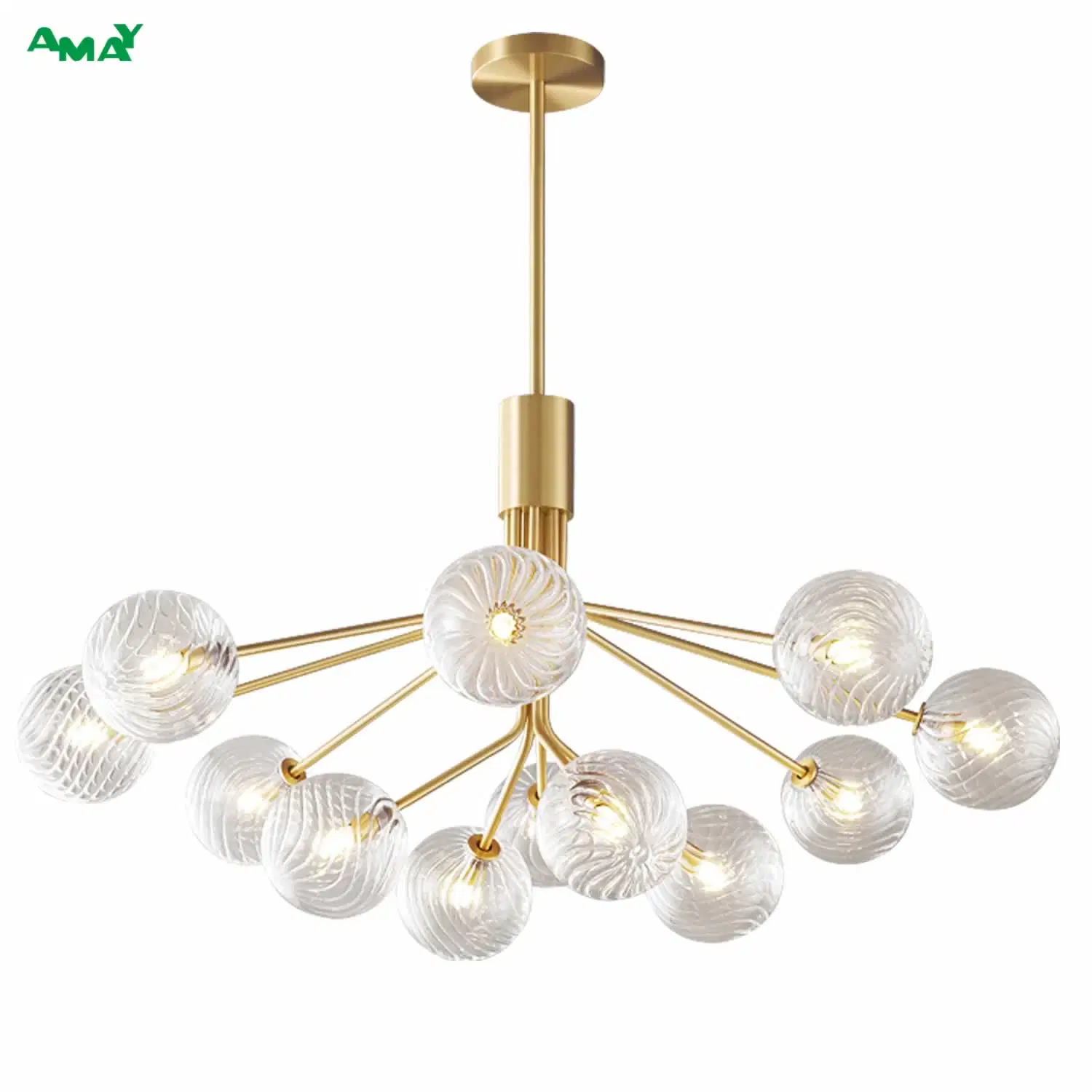 18 Lichter New Style Startseite Dekorative Messing Glas Schatten LED Pendelleuchte Moderner Kronleuchter