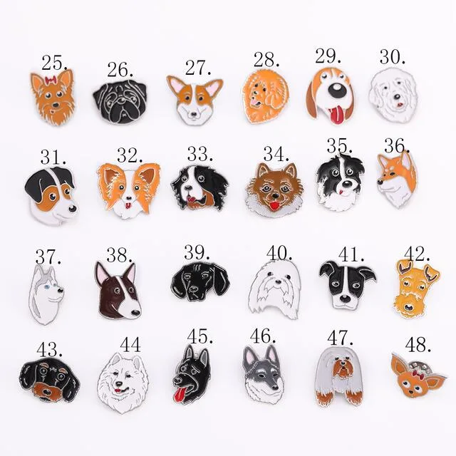 Funny Dogs Enamel Pins Brooch Clothes Metal Alloy Animal Pet Dog Styles Pins