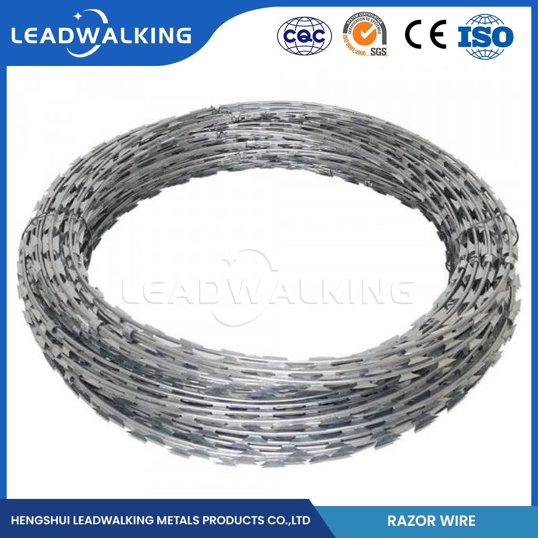 Leadwalking galvanizado barato arame farpado atacadista 20m comprimento do rolo Máquina de barbear eléctrica e de fio China 12 # X14 # SWG concertina Cross Razor Arame farpado