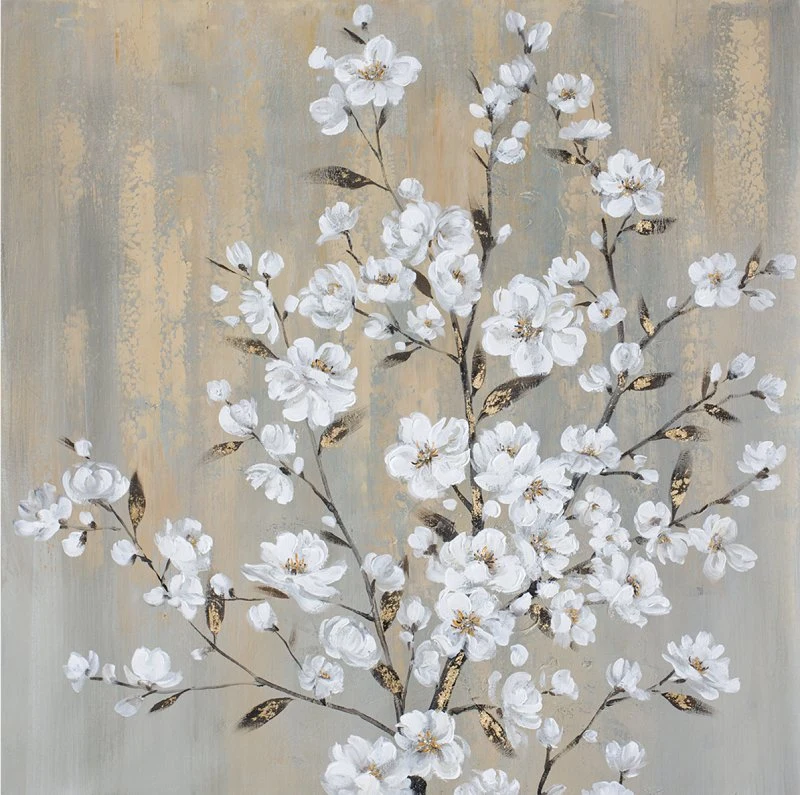 White Cherry Blossom Canvas Wall Art Handmade Oil Painting