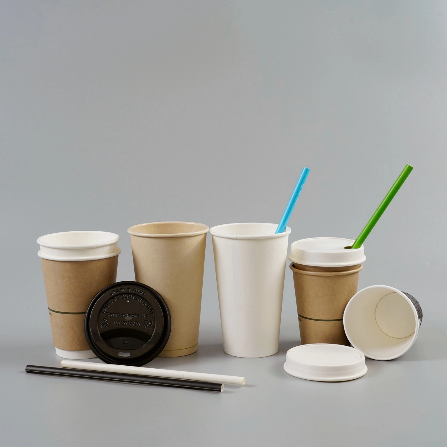 Vaso de papel ecológico biodegradable de 12 oz con revestimiento a base de agua para café/bebidas calientes