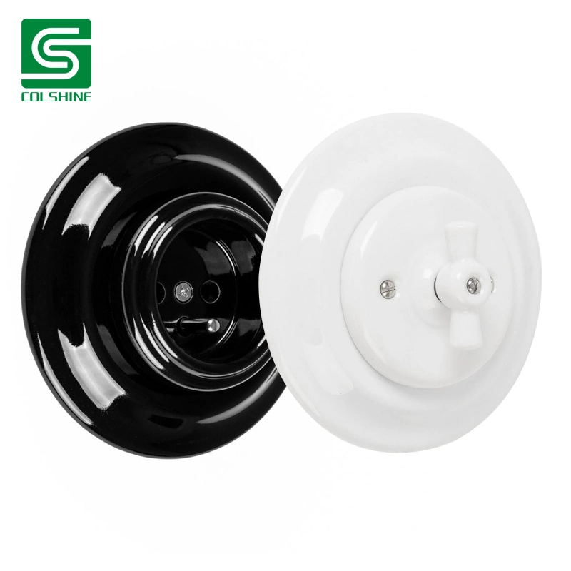 Retro Ceramic Switch Recessed Mounted 250V Wall Switch