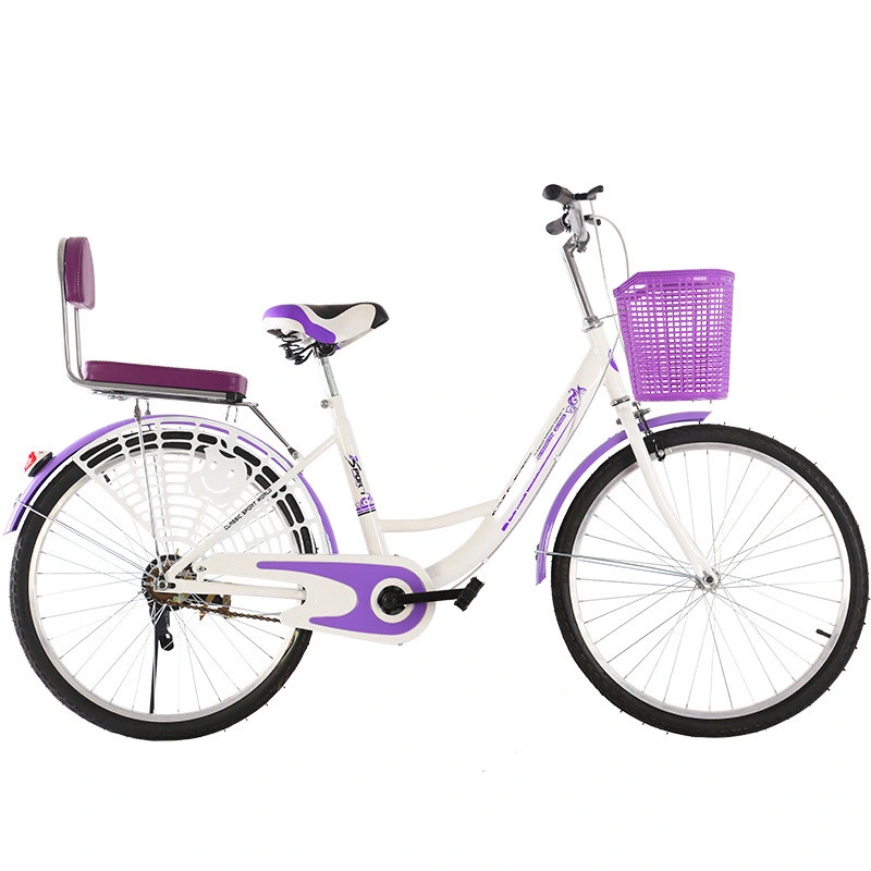 Vélo de ville pour dame avec panier et porte-bagages arrière (HC-LB-41905)