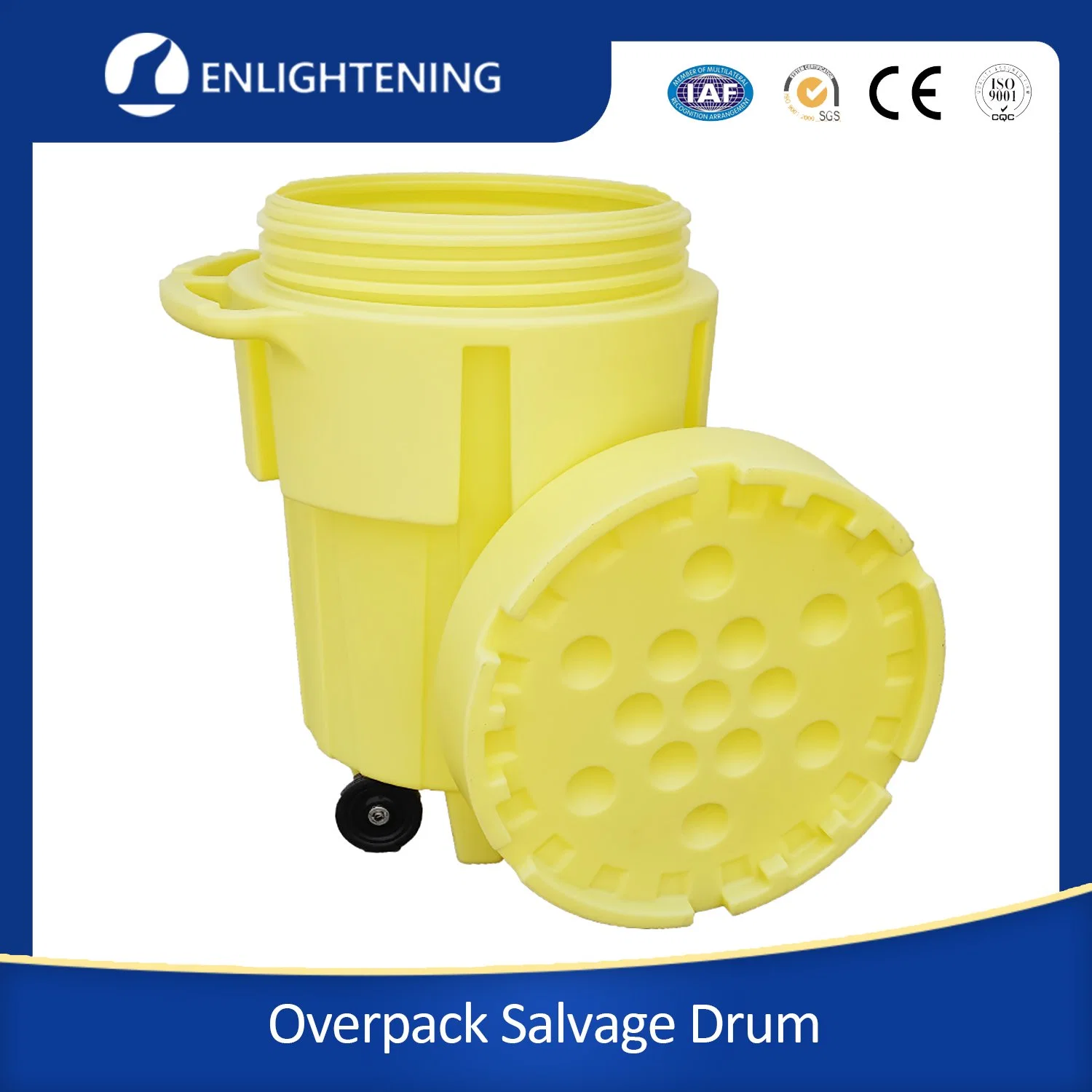 95 65 30 20 Gal Gallon Fabrication Wheelie industriel d'alimentation de déversement de pétrole et de contrôle de la prévention des déversements suremballage Salvage Drum Kit en cas de déversement de déchets dangereux