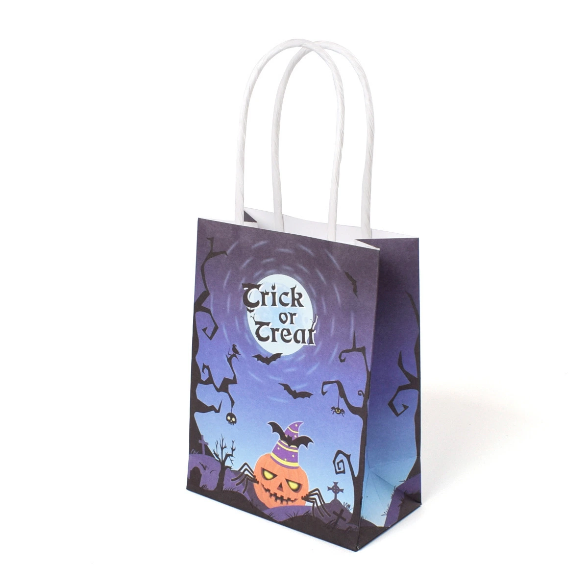 Recycler la demande Personnalisation Shopping Boutique Sac en papier Halloween Emballage de jouets Sac en papier cadeau de bonbons.