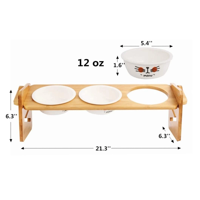 Pet Supply Disassemble Bamboo Dog Bowl Install Without Screw