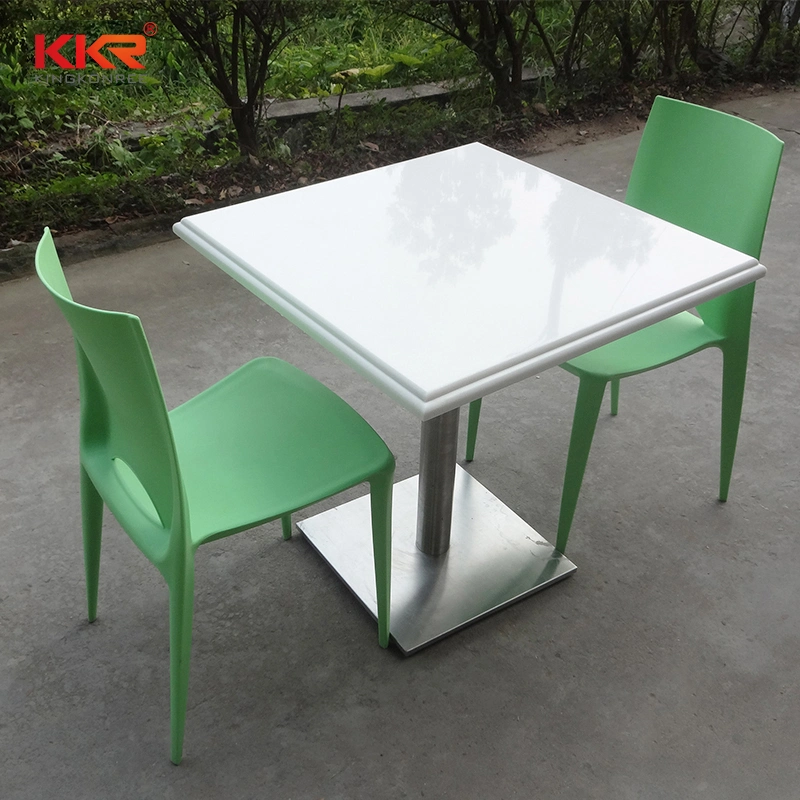 Modern Furniture Solid Surface White Stone 4 Seater Restaurant Tables