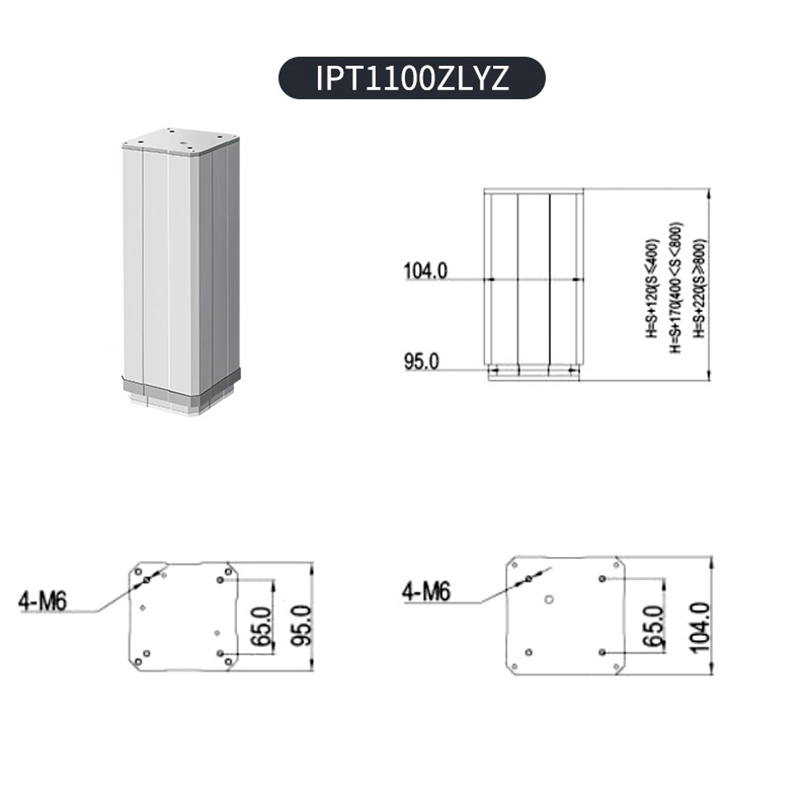 Electric Table Lift Column DC24V Max 225kg 2250n Load 50- 1000mm Stroke