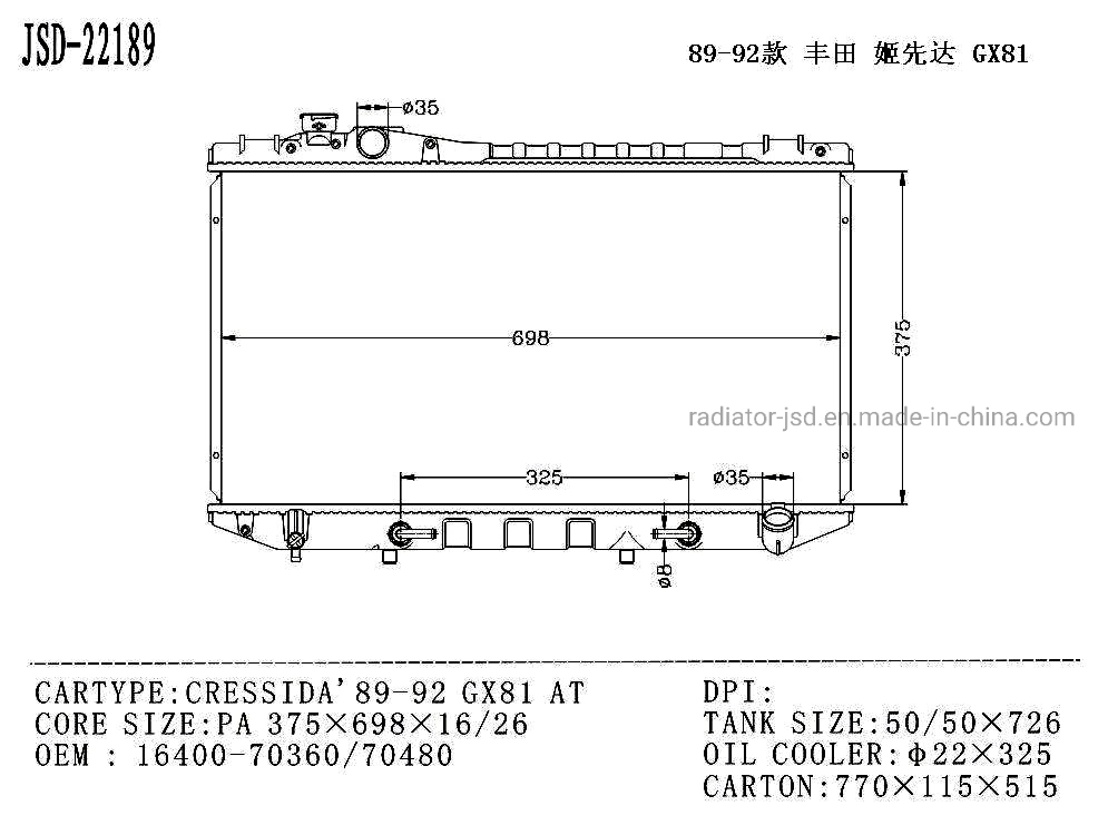 Auto Ersatzteile OEM 16400-70360 Motor Ladeluftkühler Alle Auto-Modell Für Cressida′ 89-92 Gx81 bei