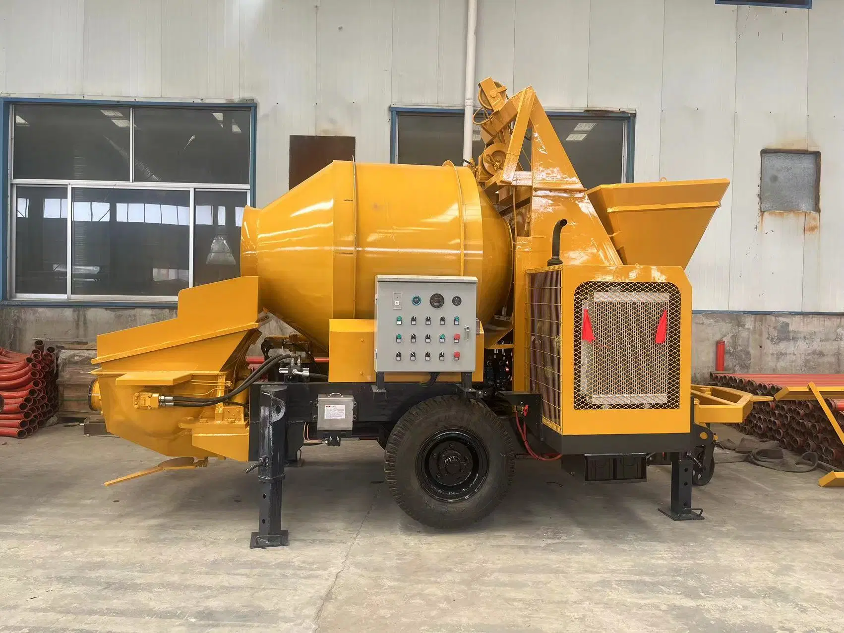 Stationary Concrete Mixer and Pump Machine Concrete Mixer with Pump for Construction Works
