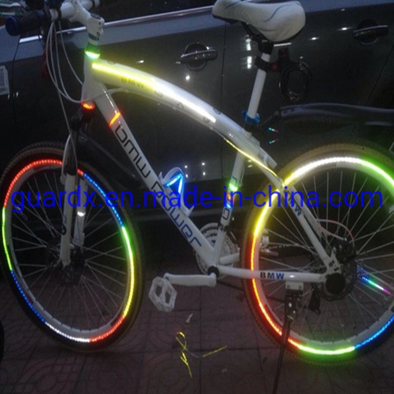 Autocolante refletor para jantes/raios de bicicleta, riscas refletoras em PVC para jantes de bicicleta para segurança de aviso