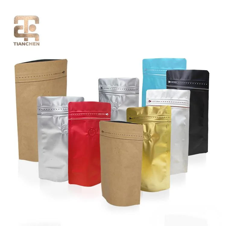 Bolsas de plástico Fabricación de granos de café Embalaje Doypack aluminio Zip Pouch