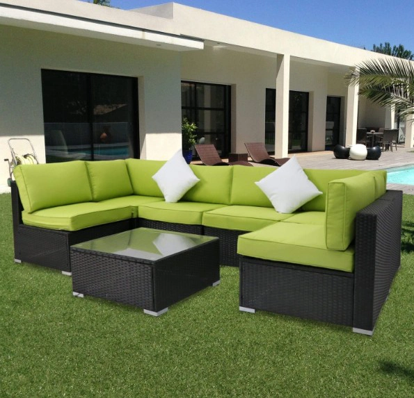 PE Rattan Jardín Muebles Patio al aire libre Sofá 6 asientos