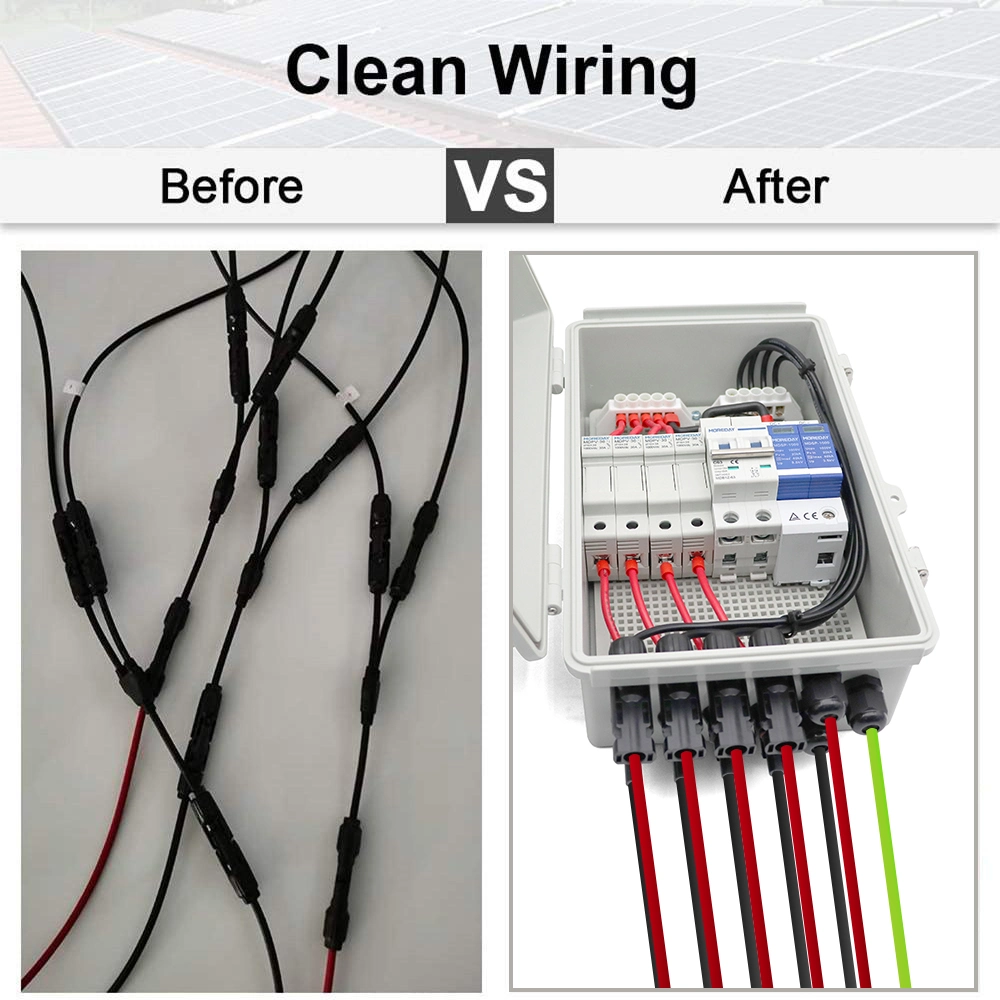 Mehrtag IP65 4 in 1 out 4 Strings 15A 1000V DC Solar PV Array Kunststoff Solar DC Combiner Box mit DC-Sicherung, SPD und MCB