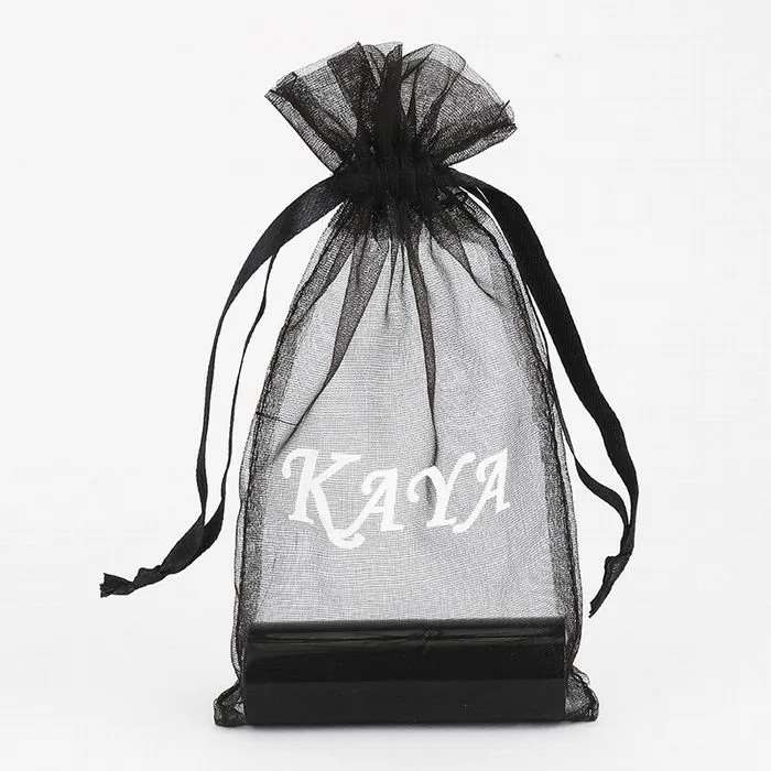 Mayorista transparente Cosmético puro cordón ajustable personalizado con Logo Gift Organza Bolsa