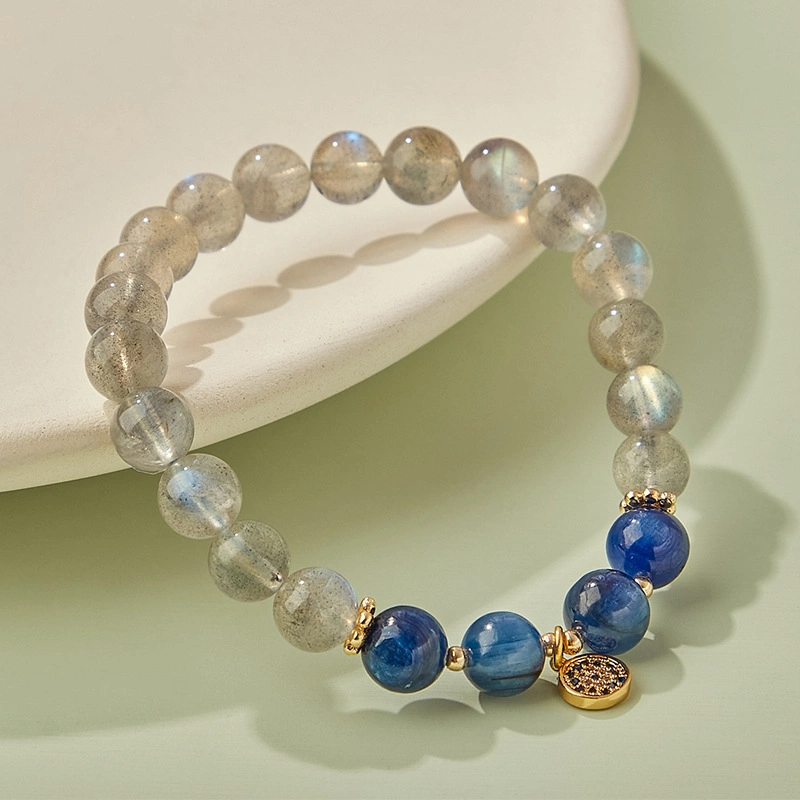 Jóias de pulseiras de Cristal Azul Natural Cinza Cristal Moonstone Strand