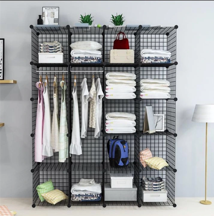 Modern and Simple Combination Storage Living Room Bookshelf Storage Rack Iron Mesh Folding Rack Bookshelf