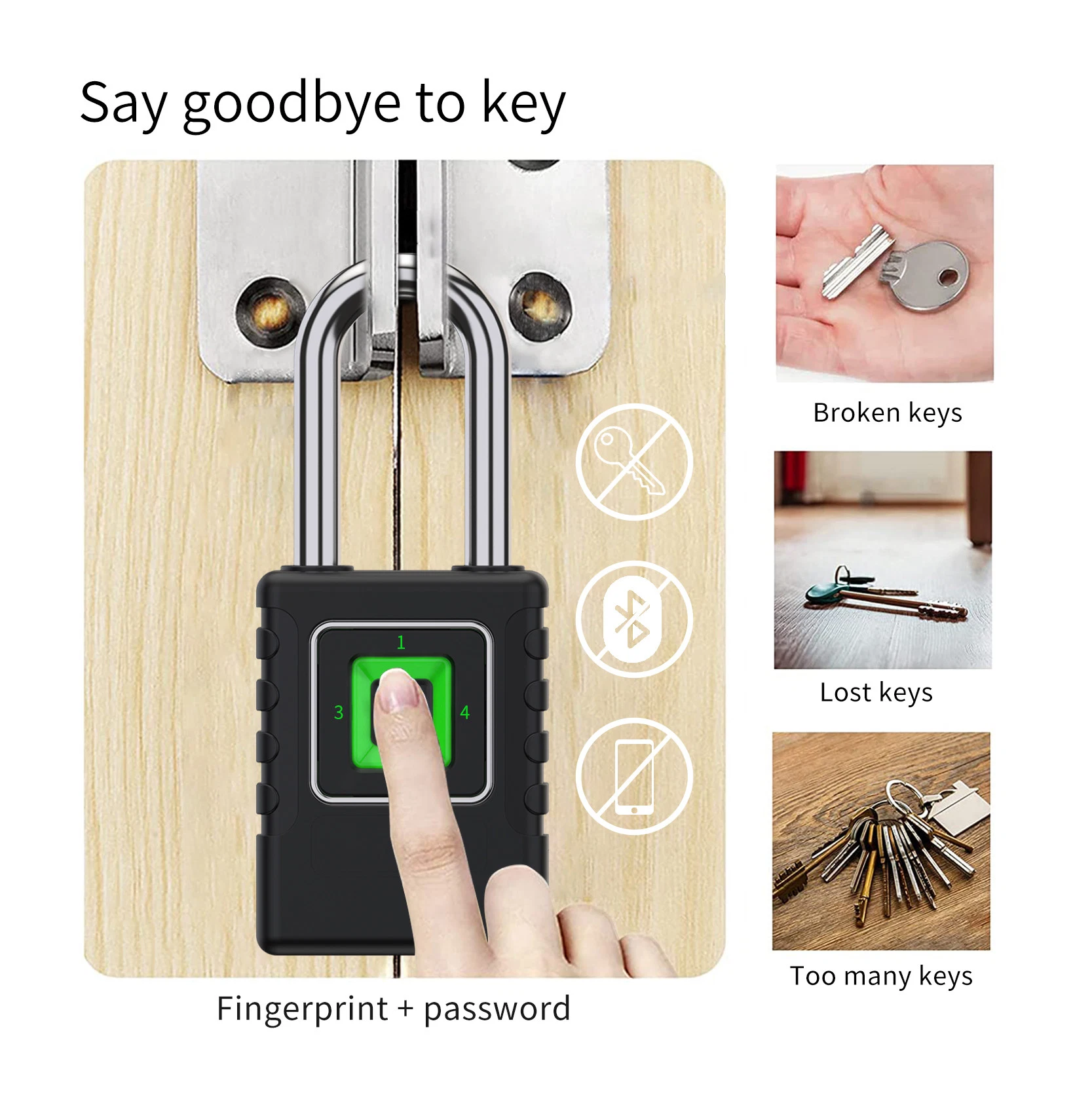Jixin (6A01) Security Zinc Alloy Fingerprint Smart Biometric Electronic Anti-Theft Waterproof Smart Padlock