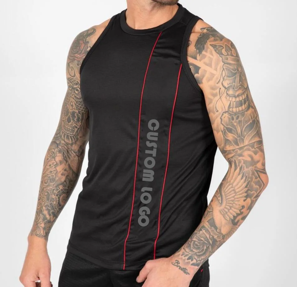 OEM Logo Singlets Stringers Wholesale/Supplier Men's Sports Gym Tank Top Custom Casual Muscle Fitness Vest Men's Black Tank Tops Vest for Men