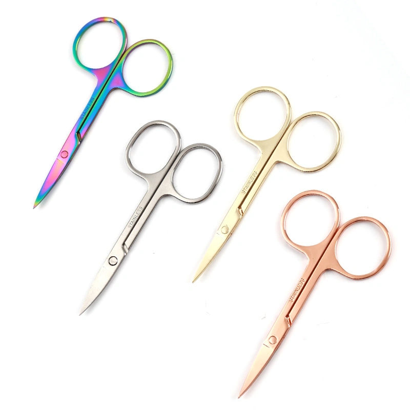 Factory Stainless Steel Colorful Eyelash Eyebrow Cosmetic Scissors