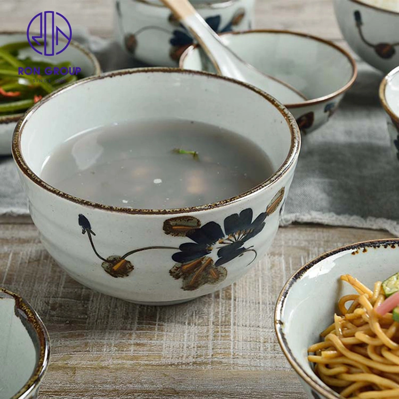 Wholesales Price 4.5'' Ceramic Food Japanese Threaded Bowl Tableware Dinnerware for Hotel Restaurant Wedding Party