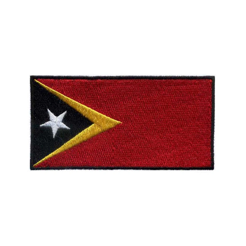 Venda por grosso logotipo personalizado bordados com gancho e/Ferro em Timor Leste Patch bandeira