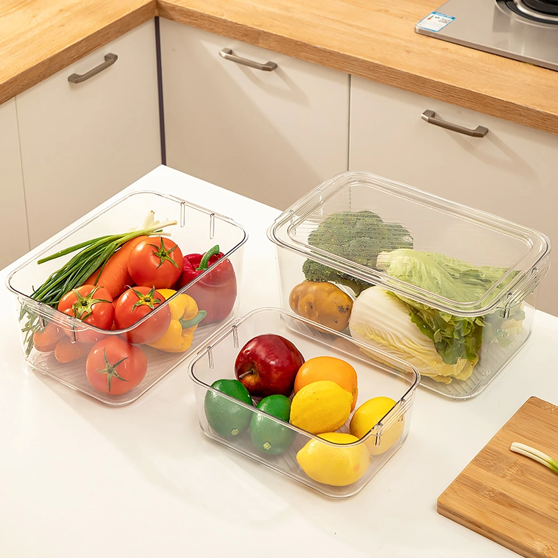 2105 European-Style Transparent Plastic Kitchen Refrigerator Fresh-Keeping Box Vegetable Fruit and Seafood Storage Box Set