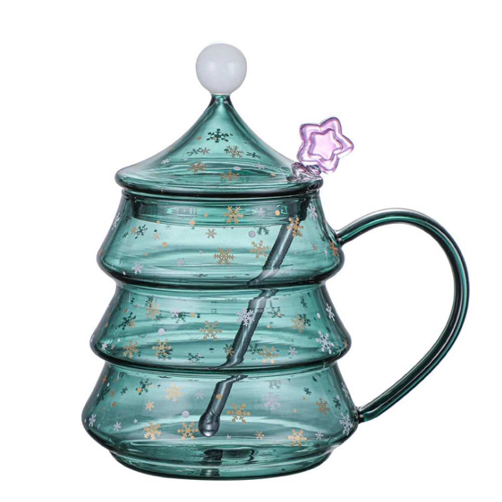 New Style 350ml Christmas Tree Coffee Mug Glass Coffee Cup