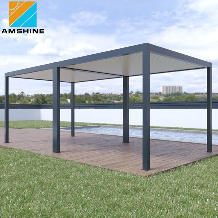 Customized Remote Control Prefabricated House Garden Buildings Gazebos Motorized Louvered Roof Outdoor Aluminum Pergola Tent for Living Space