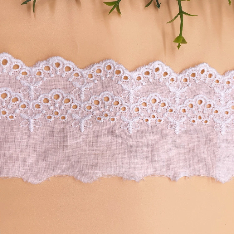 Newest New Stylish Tc Net Embroidery Cotton Lace Trim for Wedding Evening Dress Fabric
