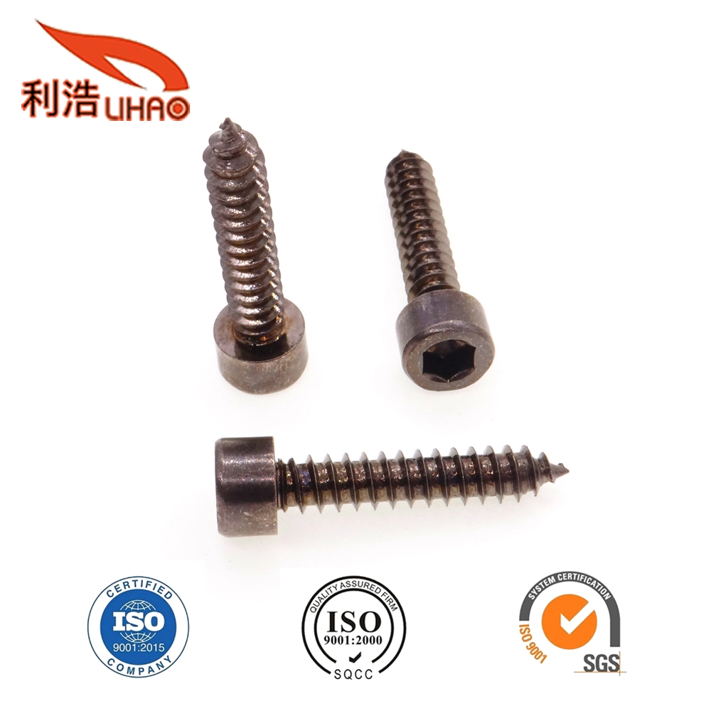 St6*30 Black Nickel-Plated Carbon Steel Hexagon Socket Fillister/Cup Head Self-Tapping/Wood Screw