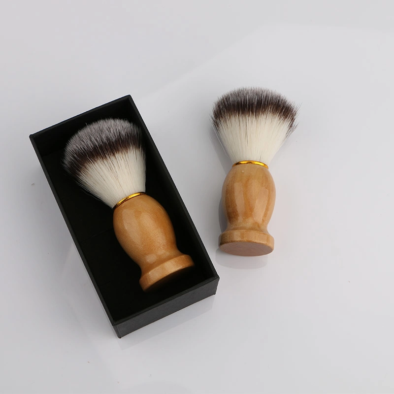 Synthetic Soft Nylon Shave Brushes Natural Wood Handle Barber Face Cleaning Tool Shaving Brush