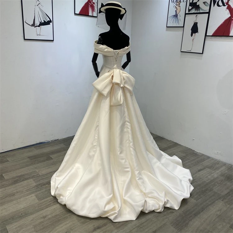 Factory Designed Direct Bridal Satin Wedding Dress Sexy Wedding Dress for Bridal