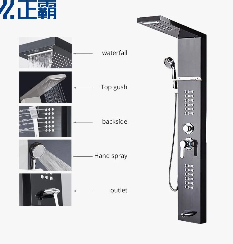 8072 Черный многофункциональная полка душевая Колонка 304 Ванная комната из нержавеющей стали Душевая панель