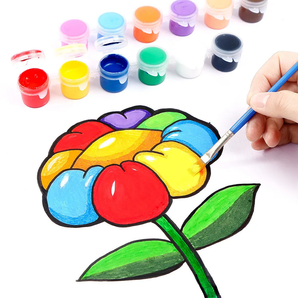 Professional Mini Cheap 3ml/5ml 6/12 PCS Strip Plastic Pots Kid Acrylic Color Paint