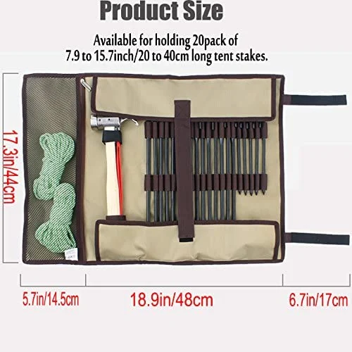 Outdoor Camping Tent Peg Nail Storage Bag Tent Hammer Wind Rope Folding Ground Nail Storage Tote Bag