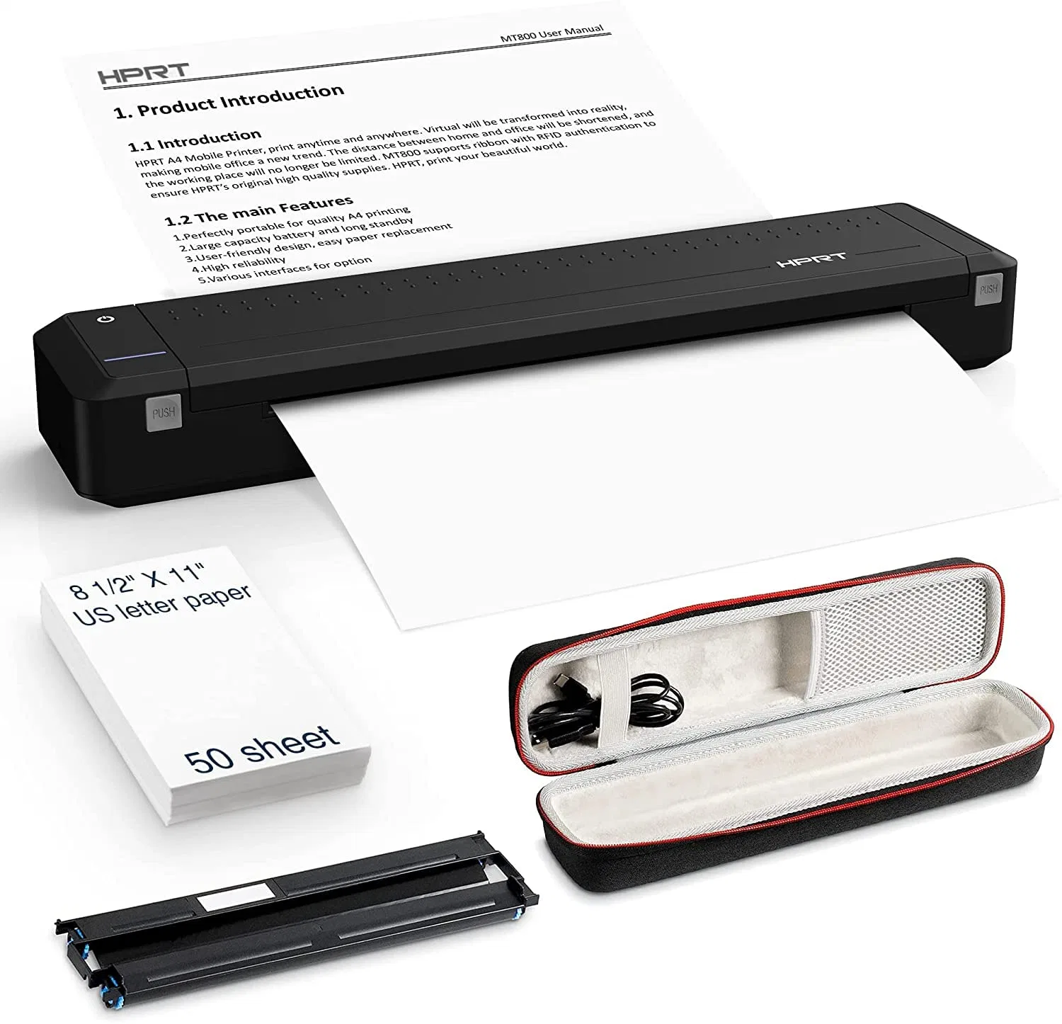 Documento USB portátil HPRT MT800 300dpi Wireless BT4,0 A4 PDF Mini impresora para teléfonos móviles Android iOS