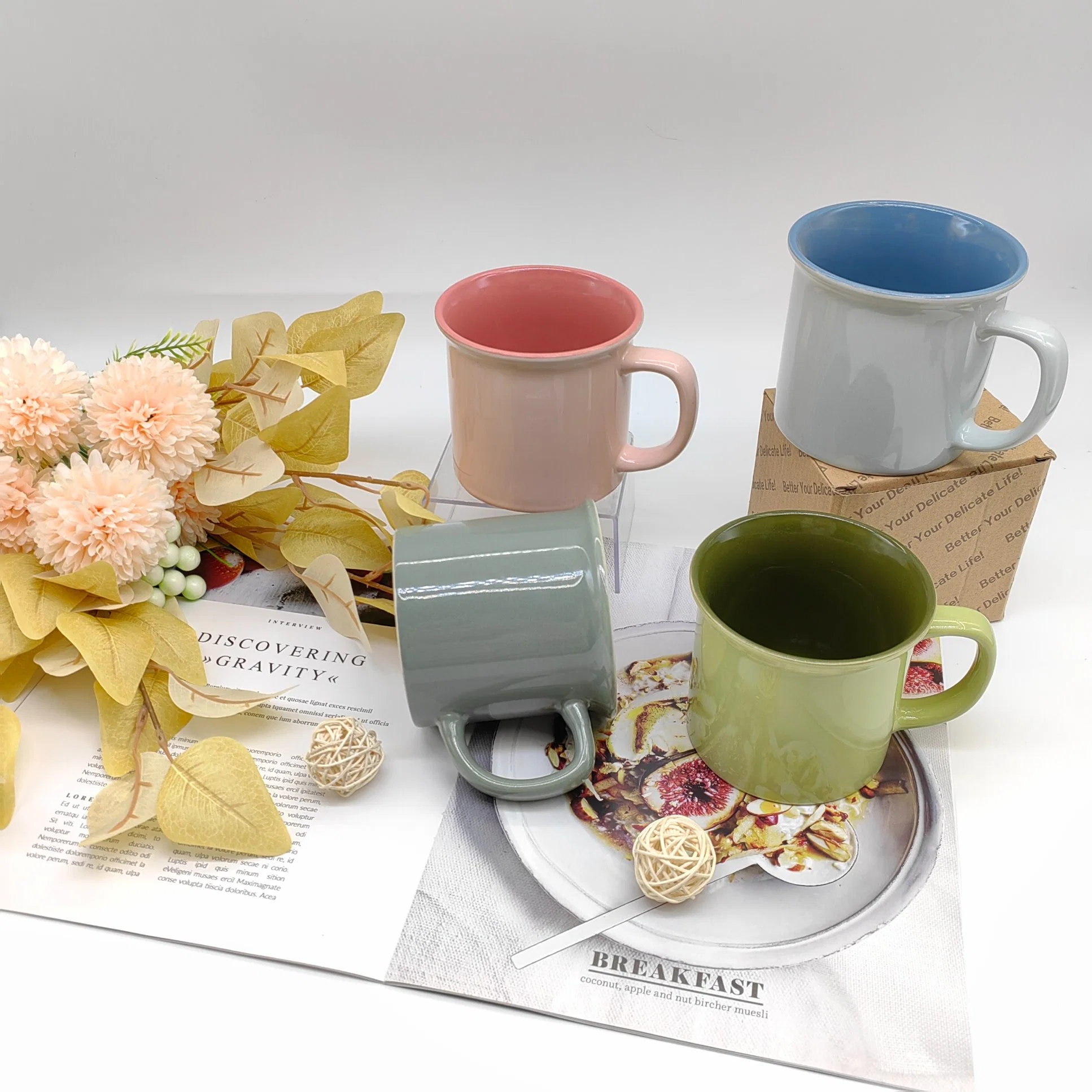 Moderne Farbe glasierte Kaffeebecher Set von 4, perfekt für Latte, Tee