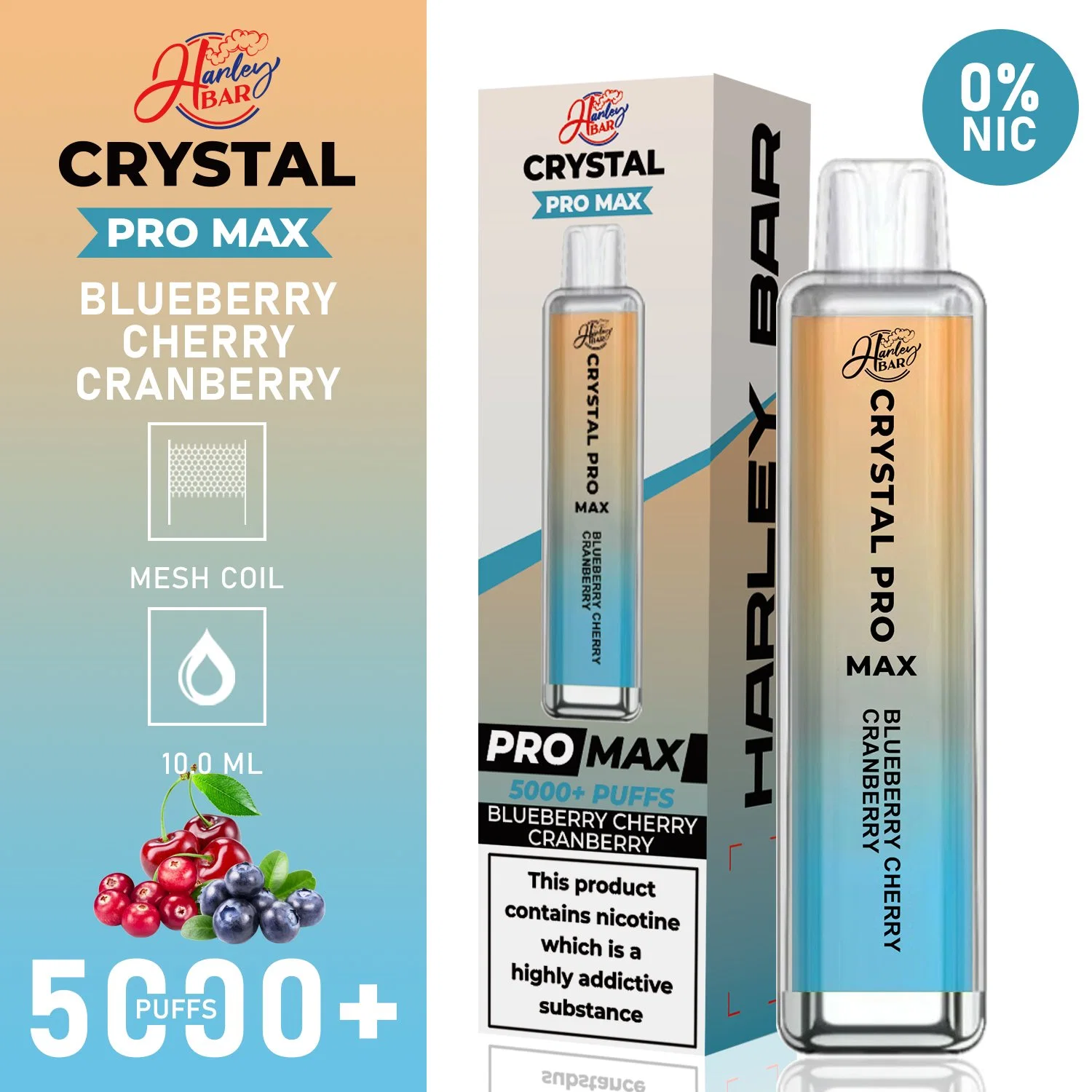 Mayorista más popular TPD Crystal PRO Max 12ml 0% nicotina Aceite de sal con una variedad de sabores deliciosos Cristal desechable VAPE Pen Puffs