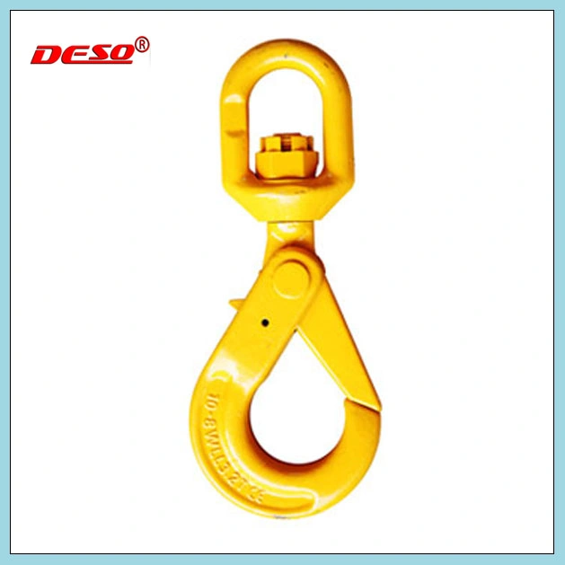 G80 Powder Coated Steel Chain Lifting Swivel Hook with Self-Locking