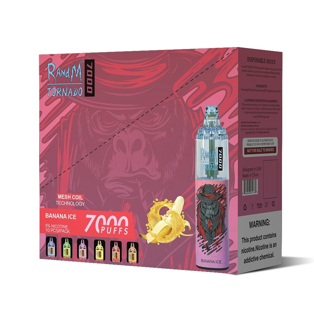 Randm tornado 7000 Puffs descartáveis Vape Traço Atacado com fábrica Preço