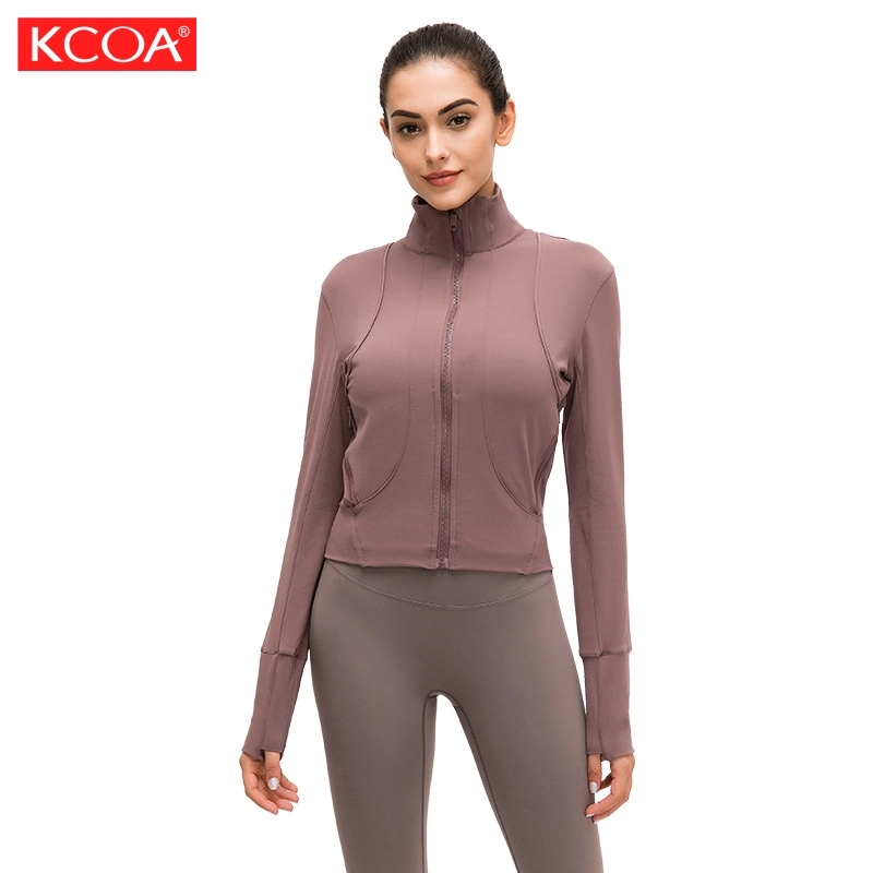 Hot Selling Women Fancy Plain Long Sports Nylon Spandex Jacket