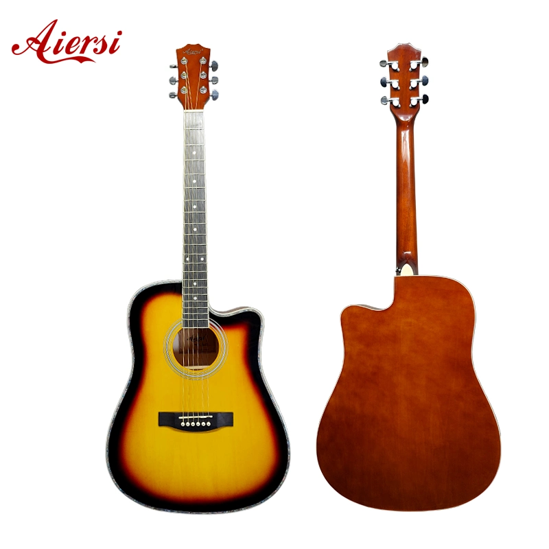 Aiersi Brand High Quality Glossy Sunburst Colour 41 Inch Folk Guitar Acoustic Music Instrument