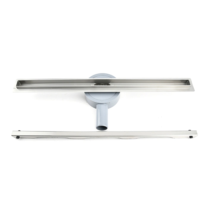 Sanipro 500 600 700 800mm Silver Stainless Steel Slim Linear Long Floor Drain 360 Degree Rotation Plastic Bathroom Shower Drains