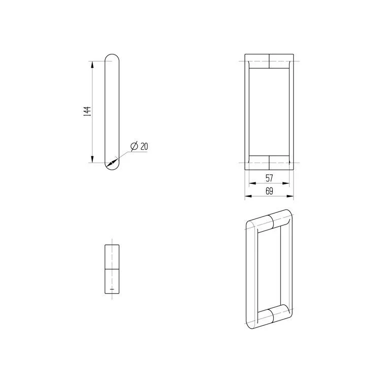 Standard or Custom Pull Shower Glass Room Strip Door Handle Modern Zinc Alloy Shower Door Handle