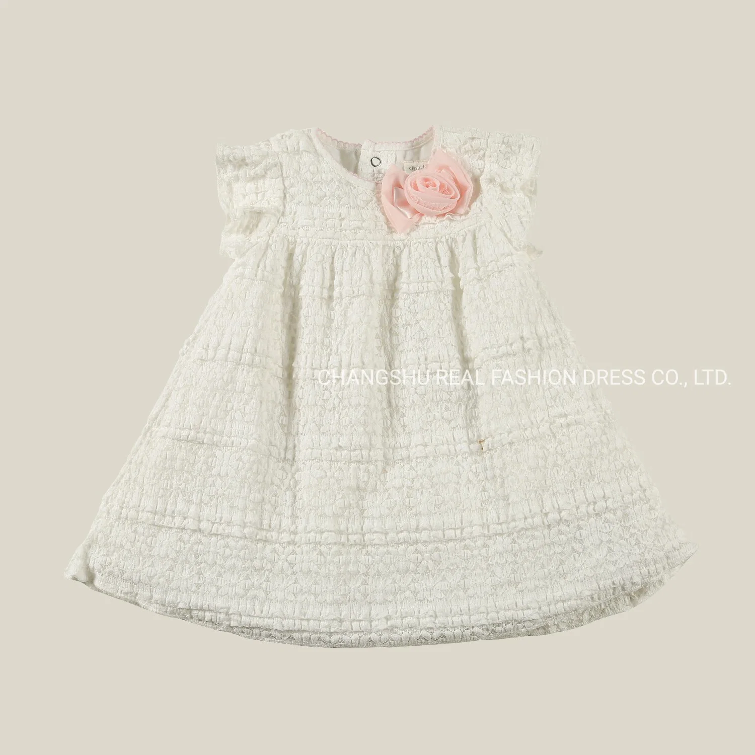 Ropa de bebé recién nacido niño niña vestido de encaje blanco satinado desgaste con flor y forro de tejido