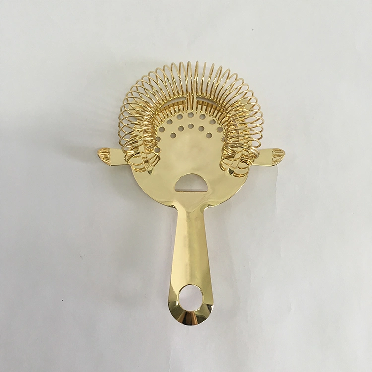 Light Gold Color Plated Water Plated Method Metal Strainer for Bar Use