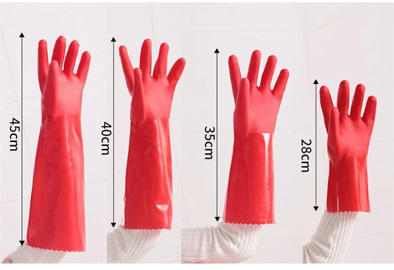 Black PVC Latex Frosted Gloves Extended 65 Cm Uniform Size Gloves Protection Supplies Oil Proof Gloves